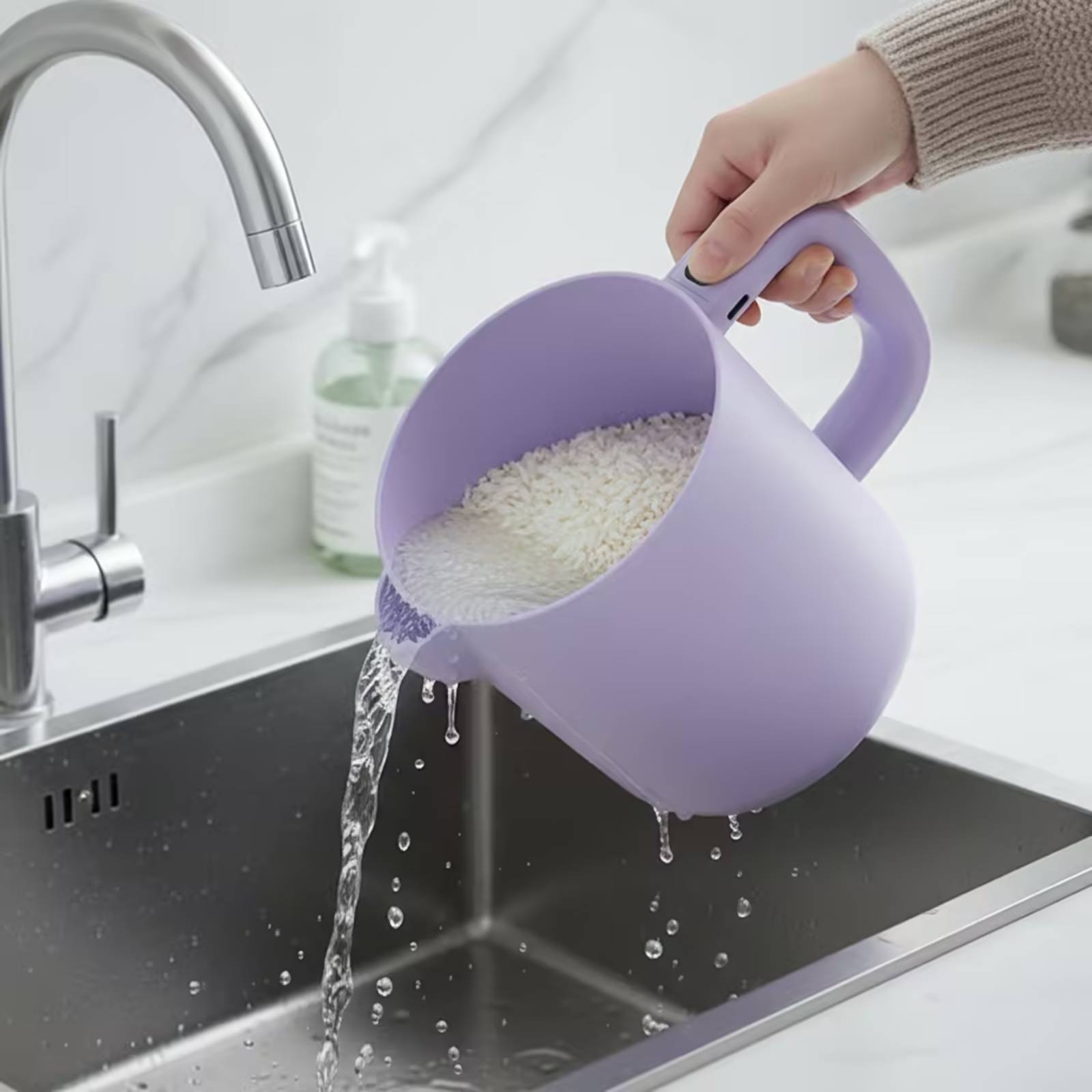 Home Cooking Fast Foods - Elektrischer Reisreiniger, automatischer Reiswaschbecher mit Griff,