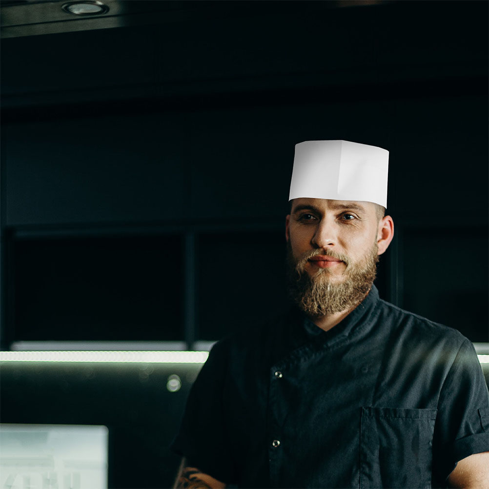 Home Cooking Services - 50 Stück Einweg-Kochmützen aus weißem Papier