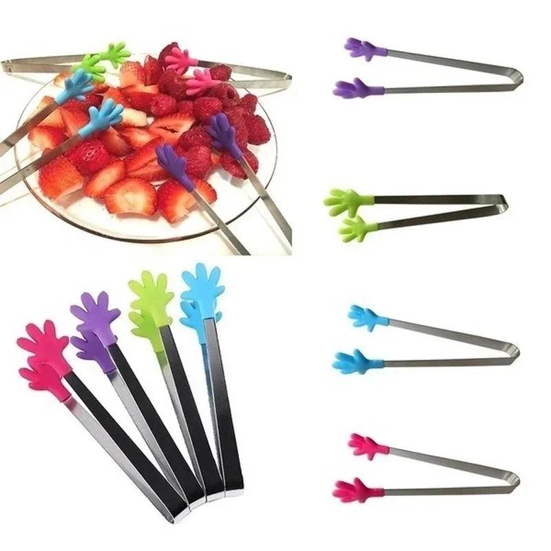 Home Cooking Services - 2026 Bunte Palm-Silikon-Mini-Handzangen mit Edelstahlgriff –