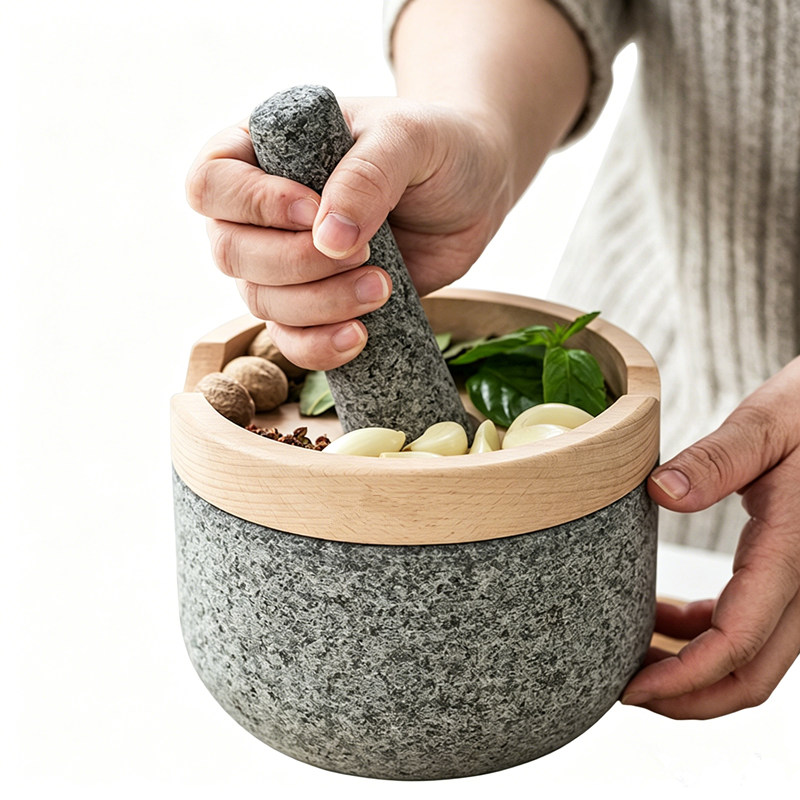 Mortar Pestle Granite - Stößel- und Mörser-Set aus hochwertigem massivem
