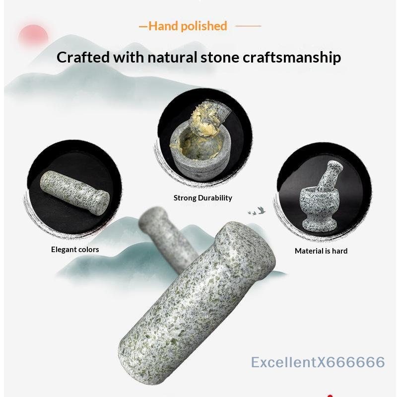 Mortar Pestle Granite - Natürliches Granit-Stößel-und-Mörser-Set, Hochwertig Poliert für Küche,