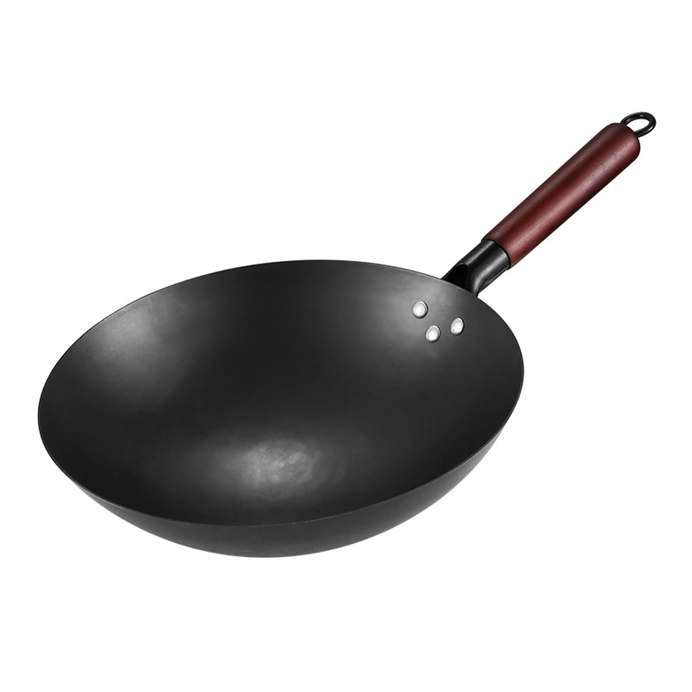 Home Cooking Experience - Gusseisen-Rühr-Wok-Pfanne für den Heimgebrauch, unbeschichtet, für