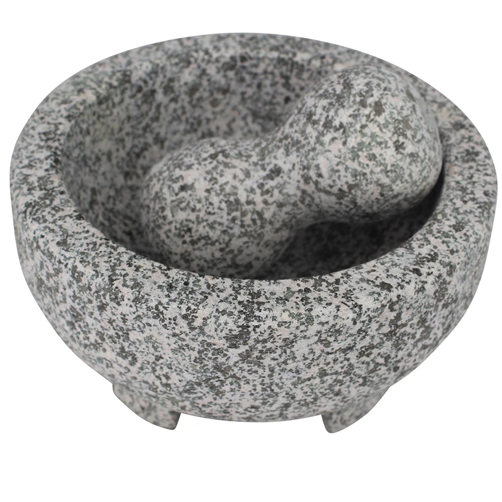 Mortar Pestle Granite - Natürlicher Granit-Molcajete, Mexikanischer Mörser und Stößel,