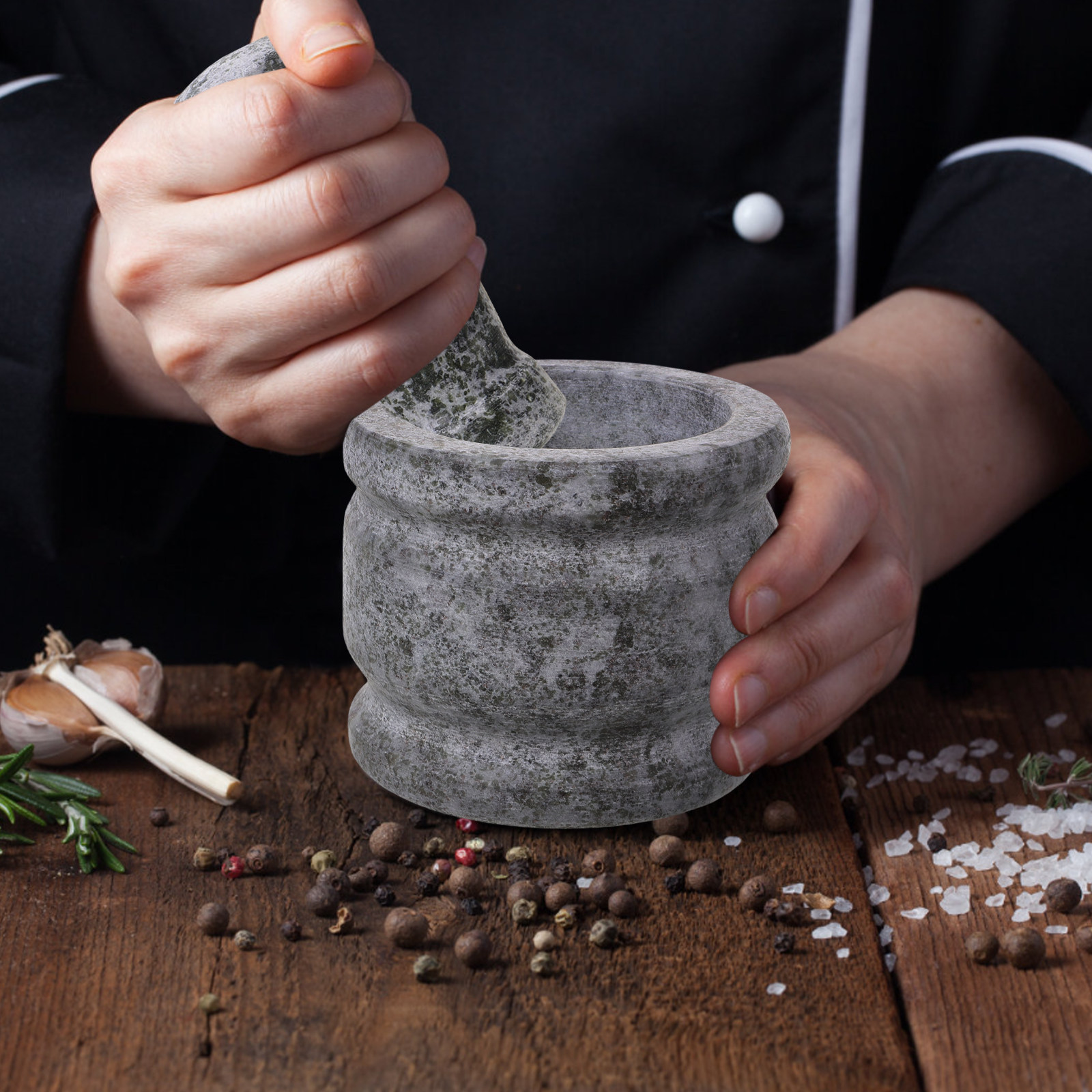 Mortar Pestle Granite - 1 Set Granit Mörser und Stößel