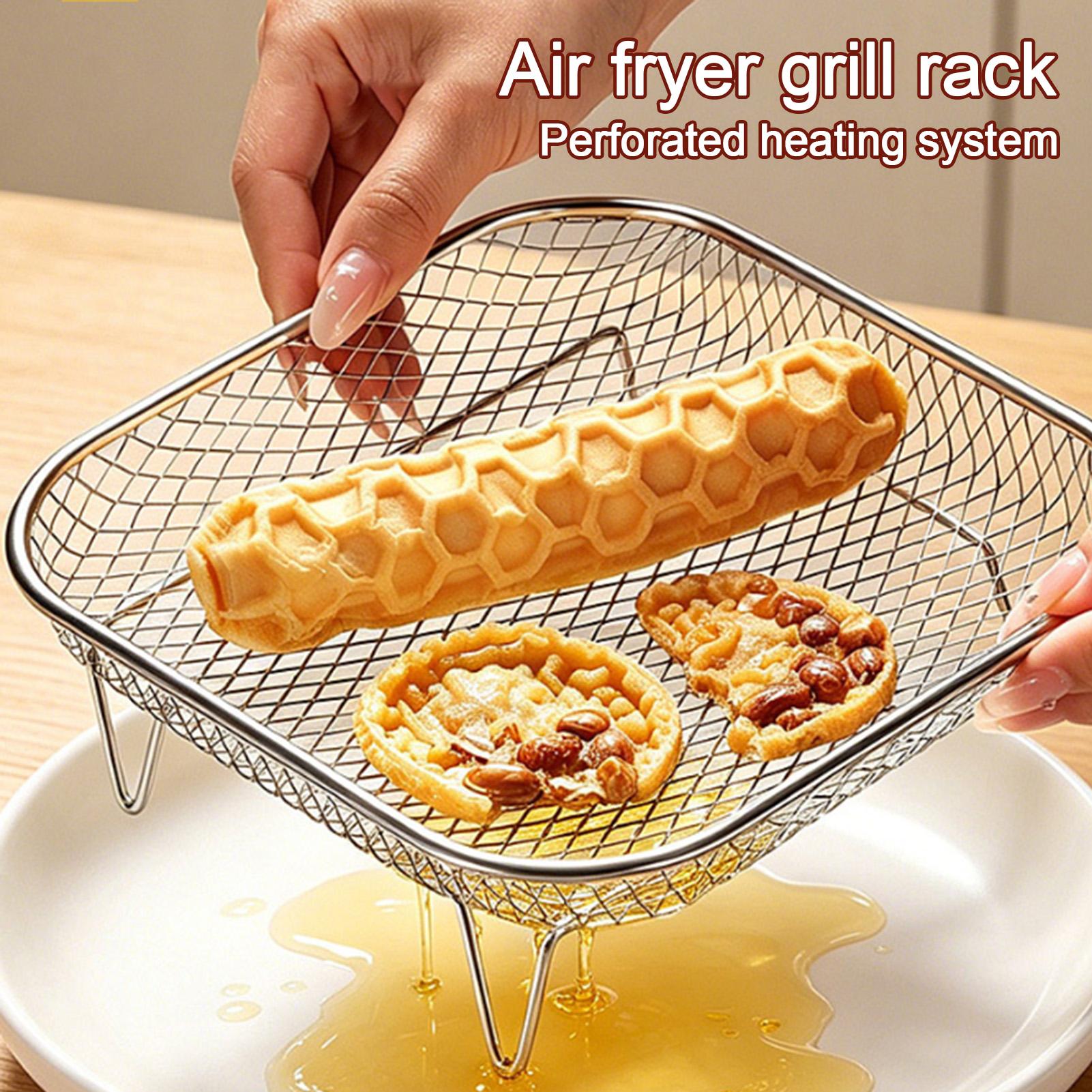 Home Cooking Services - Heißluftfritteusen-Gitterkorb aus Edelstahl, stapelbar, für verschiedene