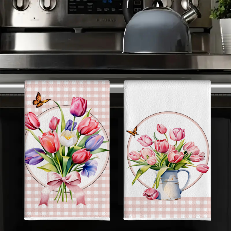 2 Stück, rosa karierte Tulpen- – Home Cooking Is The Best Bewertung und Preis
