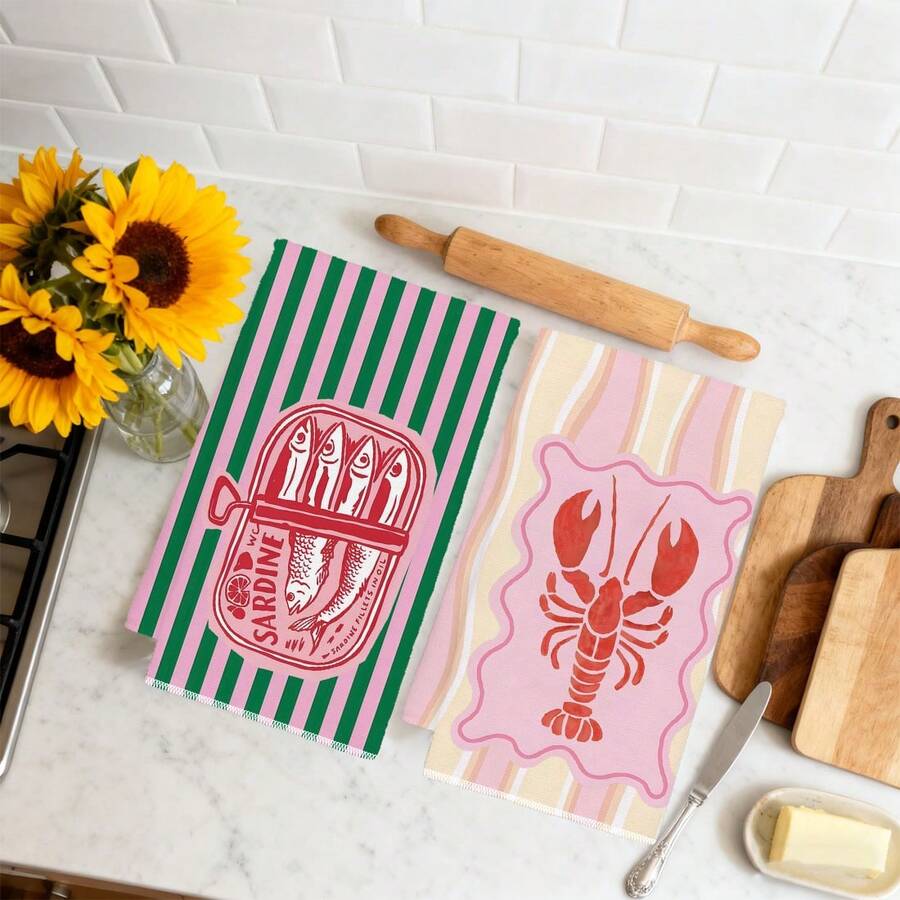 2 Stück, rosa und grün gestrei – Home Cooking Is The Best Bewertung und Preis